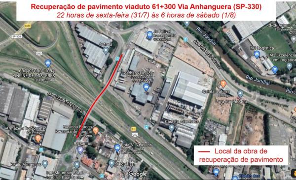 Viaduto será interditado para obras na Rodovia Anhanguera em Jundiaí