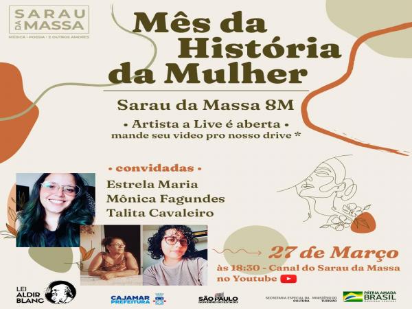 Live ‘Mês da História da Mulher’ marca retorno do Sarau da Massa 