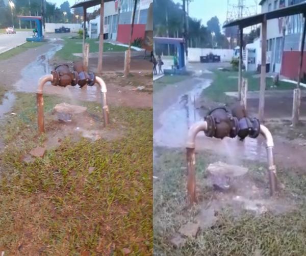 Moradora denuncia vazamento de água no bairro Florim em Cajamar 