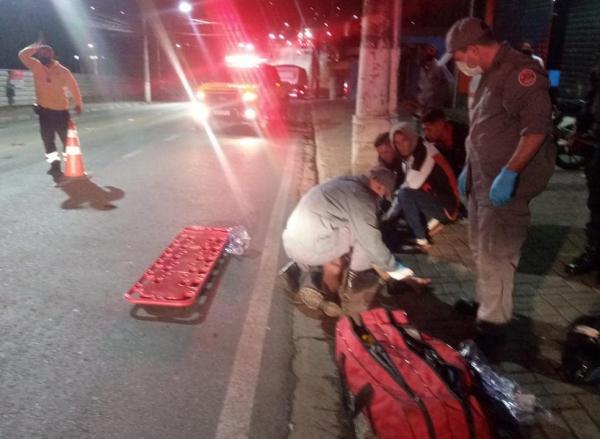 Motociclista tem fratura exposta após acidente no Polvilho