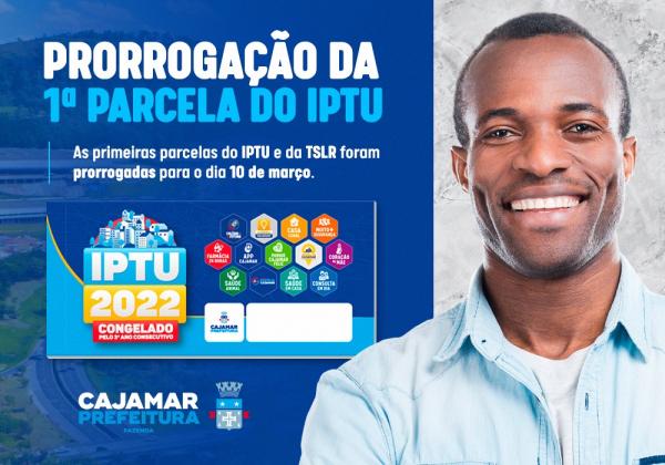 Primeira parcela do IPTU 2022 é prorrogada para o dia 10 de março