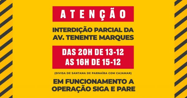 Parte da Avenida Tenente Marques será interditada a partir desta sexta por conta das obras de duplicação da via