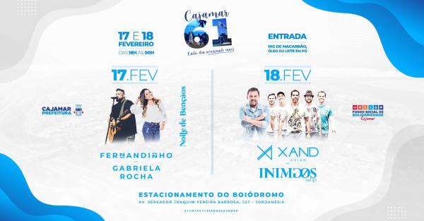 Festa em comemoração aos 61 anos de Cajamar contará com dois dias de festa com shows