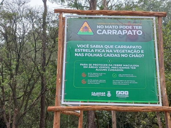 Parques de Cajamar recebem placas informativas sobre o carrapato-estrela